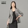 Commuting lightweight seven quarter sleeved gray suit jacket women's top short casual suit