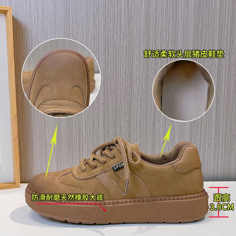 Leather White Shoes Women's 2025 Spring New Platform Sports Retro German Training Shoes Women's Casual Fashion Versatile Women's Shoes