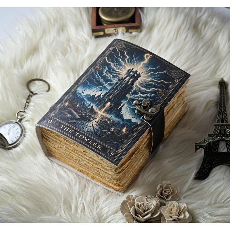 Journal Gothic Grimoire Notebook Handmade Occult Diary Witchy Tarot Card Sketchbook Dark Fantasy Spell Book Gift.