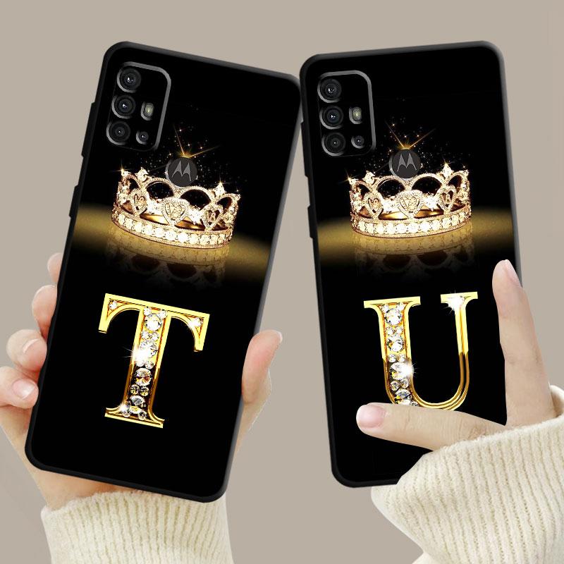 Чехол для телефона Motorola G200 G60 G50 G31 G30 G22 G9 G8 Power Lite Plus Edge 20lite 30pro One Fusion Gold Diamond Crown Letter