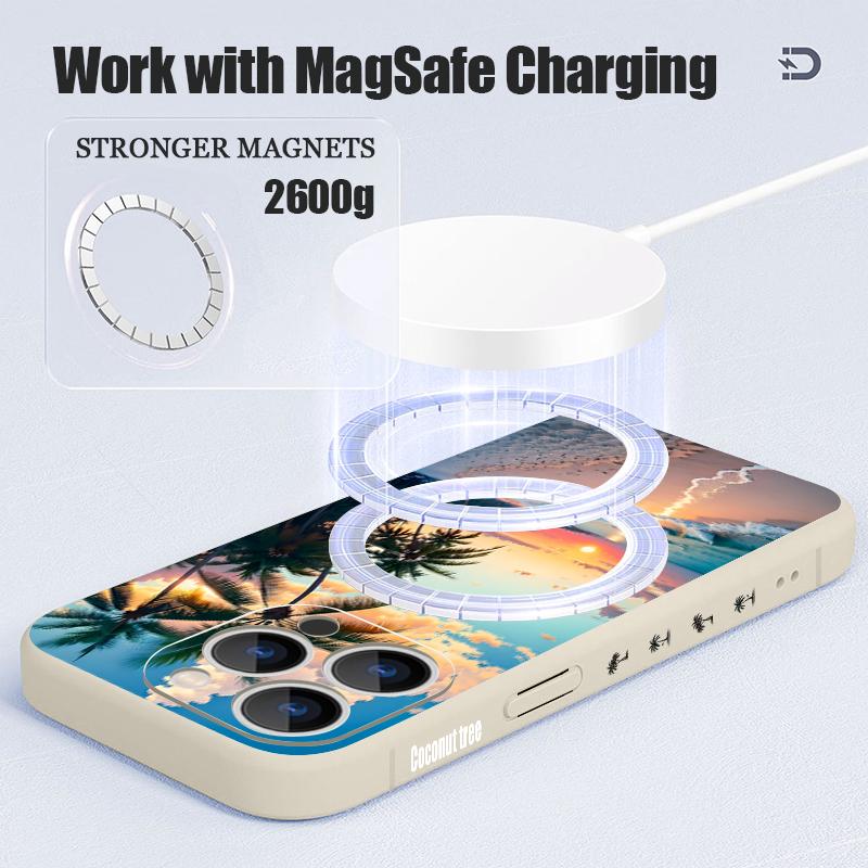 Магнитный чехол For Magsafe для iPhone 17 Pro Max с принтом «Морской Кокос», мягкий силиконовый задний чехол для телефона для iPhone 16 15 14 13 Pro Max 16e 17e