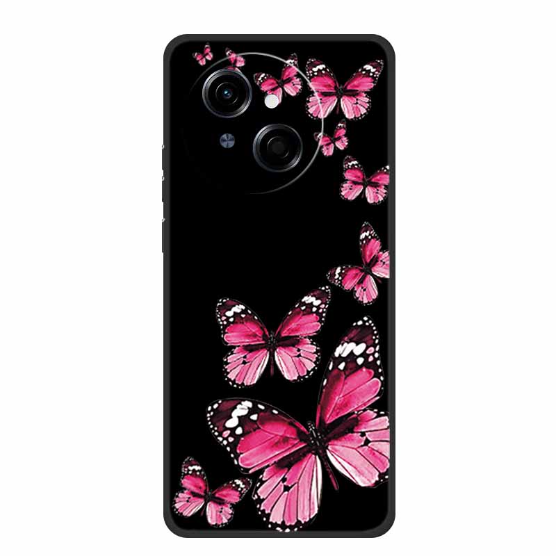 Чехол For Tecno Spark 40C Чехол Spark40C Мультяшный Кот Черный ТПУ Силикон Мягкий Чехол для Телефона Для Tecno Spark 40C 40 C Задняя Крышка Чехол