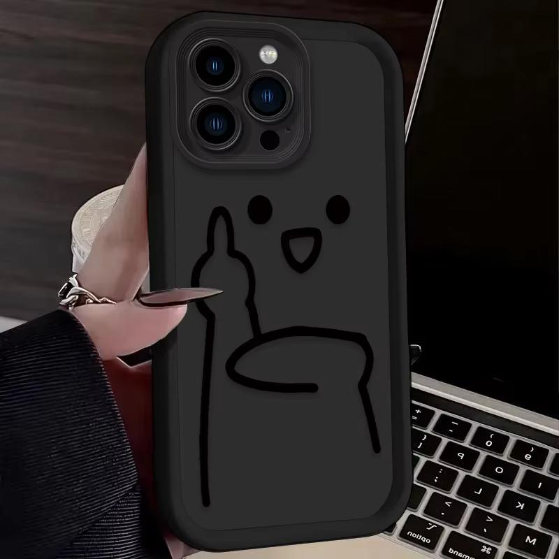 Мультяшный забавный жест презрения Чехол для телефона iPhone 16 15 14 13 12 11 Pro Max XS Max XR 7 8 Plus Ударопрочный силиконовый задний чехол