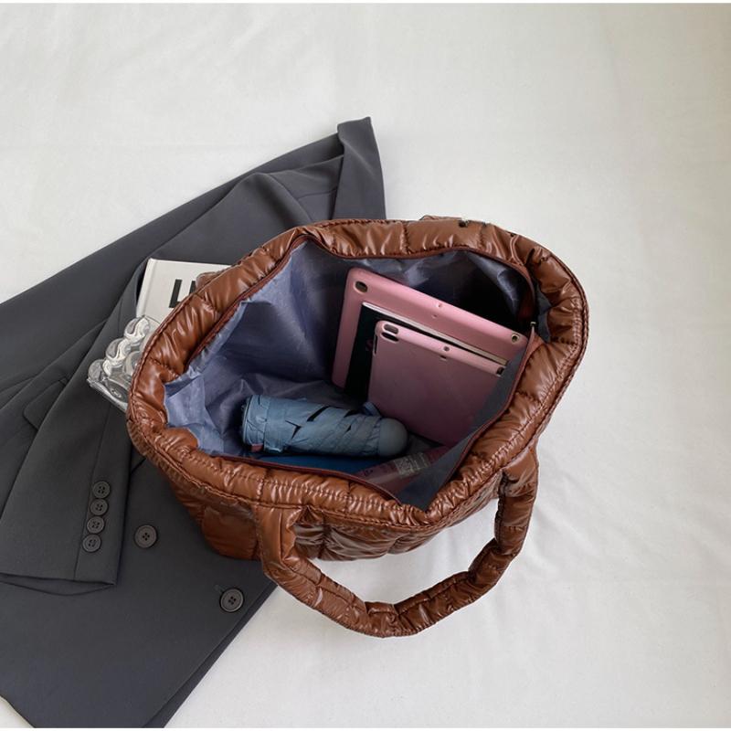 Зимняя сумка через плечо для девочек, большая вместительная сумка с глянцевой поверхностью, однотонная сумка, простой стиль для покупок, путешествий, работы, хранения вещей