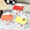 Warm Cabin Tissue Box Ceramics Tissue Box Cover Multipurpose Cute Modern House Tissue Box Holder Decoration
