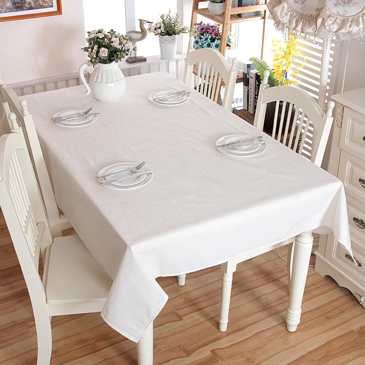 Polyester Cotton Tablecloth Thickened Modern Simple White Solid Color Lace Coffee Table Tablecloth Dining Table Cloth
