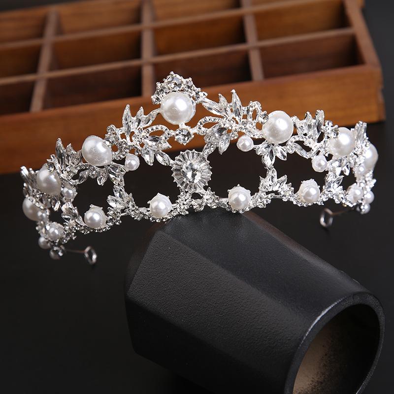 Свадебная тиара, серебряная атмосферная корона со стразами, повязка на голову, свадебные аксессуары для волос, свадебные аксессуары для свадебного платья
