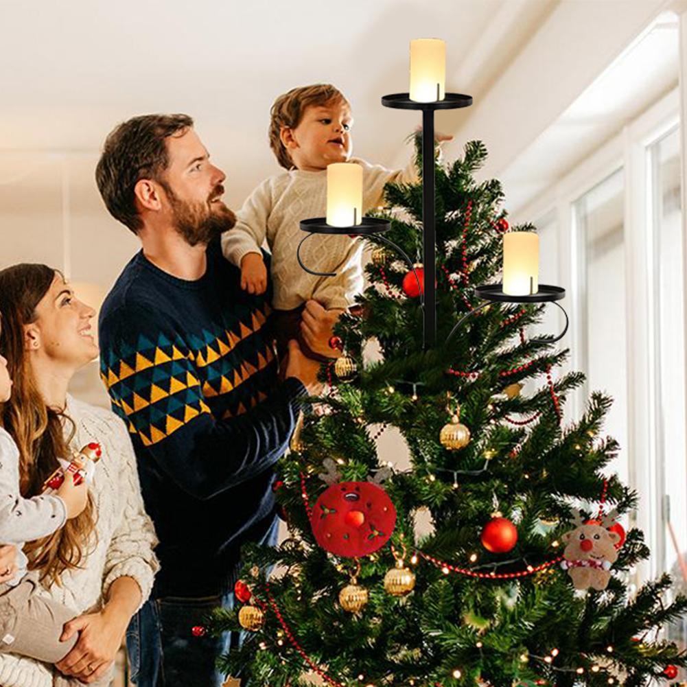 Рождественский поднос, украшение на елку, черное тройное украшение на елку, черное тройное украшение на елку, канделябр, верхушка на елку для Рождества S7Q3