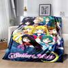 Anime Sailor Moon Artemis Cat Flannel Blanket, Blue Star Sky Wink Cat Throw Blanket