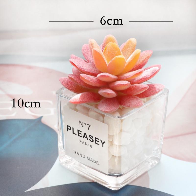 Desktop Bookshelf Decor: Faux Succulent Cactus with Dried Flowers
