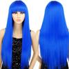 MERISIHAIR Long Straight Pink Wig with Bangs Synthetic Wigs for Women Black Blue Cosplay Wigs Heat Resistant Wig