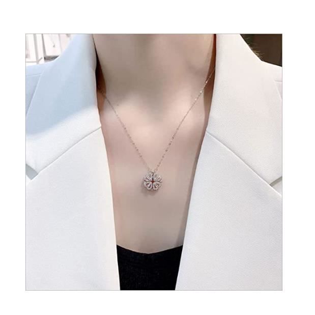 Necklace - Pretty - Four-leaf Clover - Hollow Pendant - Alloy - 46 Cm Chain