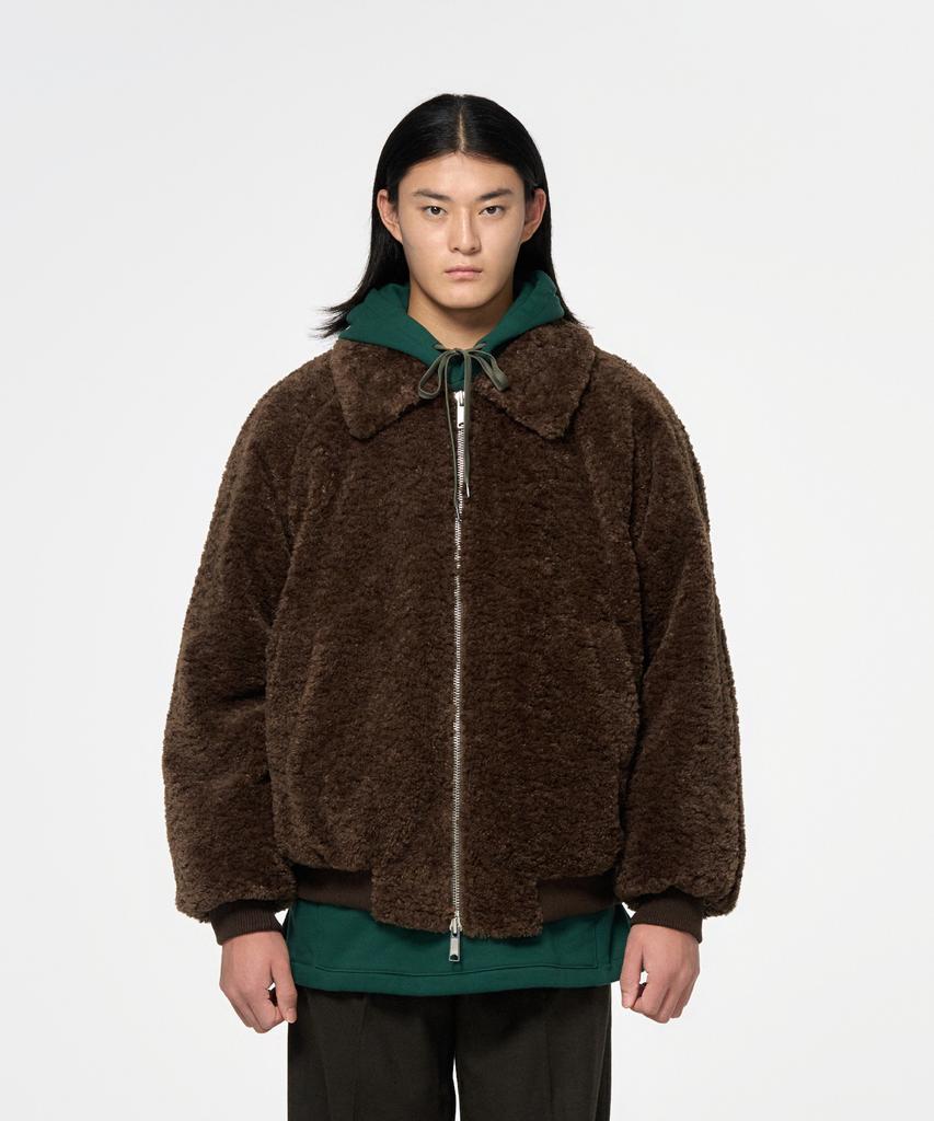 Hongwoosung Oversized 2Way Short Fur Jacket_Brown