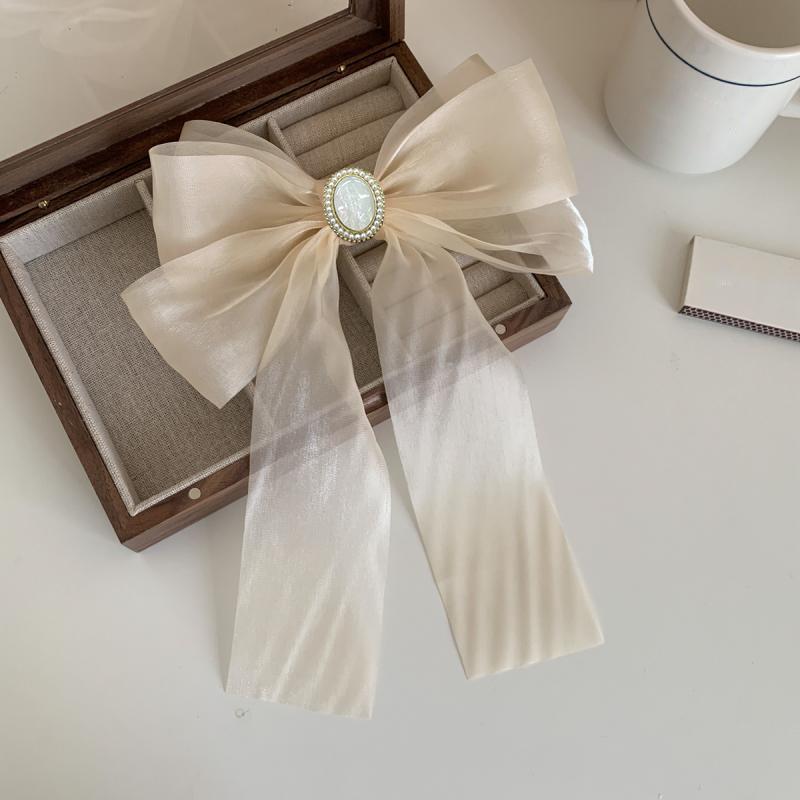 Summer Bow Hairpin Girls Mesh Simple Ponytail Barrettes For Women Party Travel Hair Clip Korean Temperament Hairpin Headwear