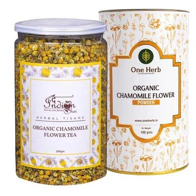 Индийский чай - комбо, чай для здорового сна с органическим ромашковым чаем 100 г и корнем валерианы 100 г, для хорошего сна, снятия стресса и беспокойства, травяной чай