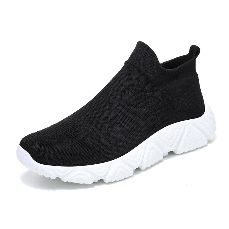 Высокие мужские и женские новые весенне-осенние удобные сетчатые трикотажные повседневные спортивные туфли для бега трусцой на плоской подошве