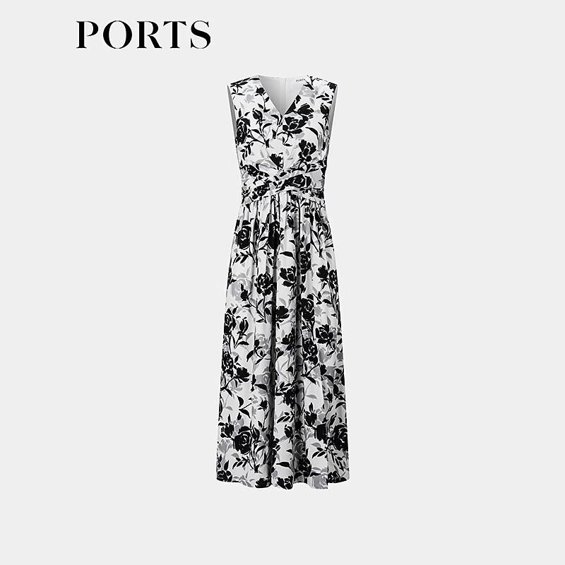 Ports Плиссированное платье-миди с принтом и V-образным вырезом