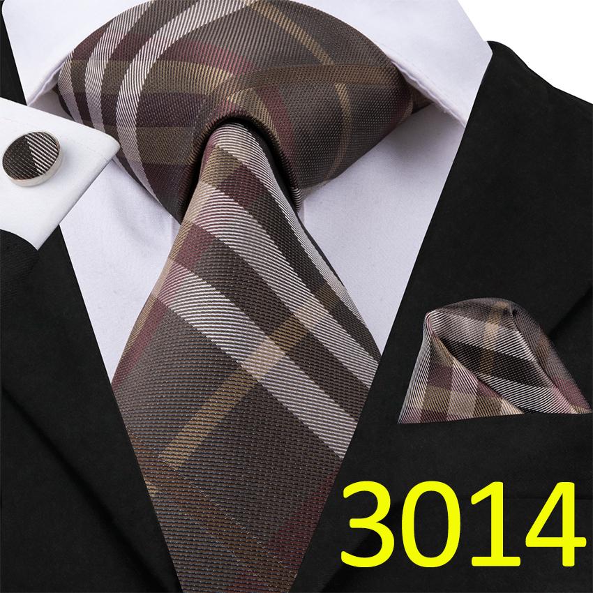 Hi-Tie Plaids&Checks Necktie Handkerchief Cufflinks Set Tartan Necktie for Business Party