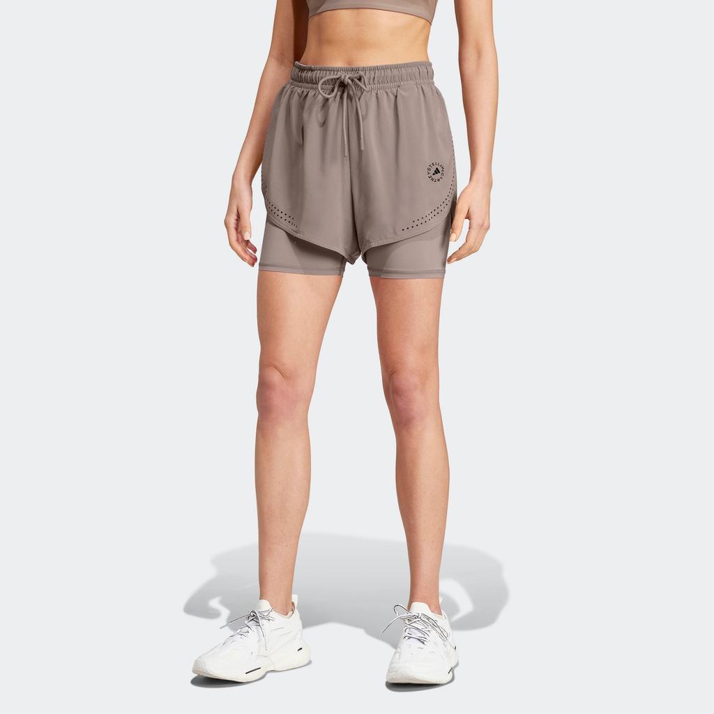 adidas Truepurpose 2-в-1 шорты однотонные с принтом логотипа быстросохнущие спортивные шорты для фитнеса женские шорты цвета землистого коричневого серого IT8224