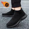 Fashion Lightweight Fleece Sneakers for Men Winter Comfortable Warm Slip-On Men's Sock Shoes Breathable Soft Sole Cotton Shoes Men