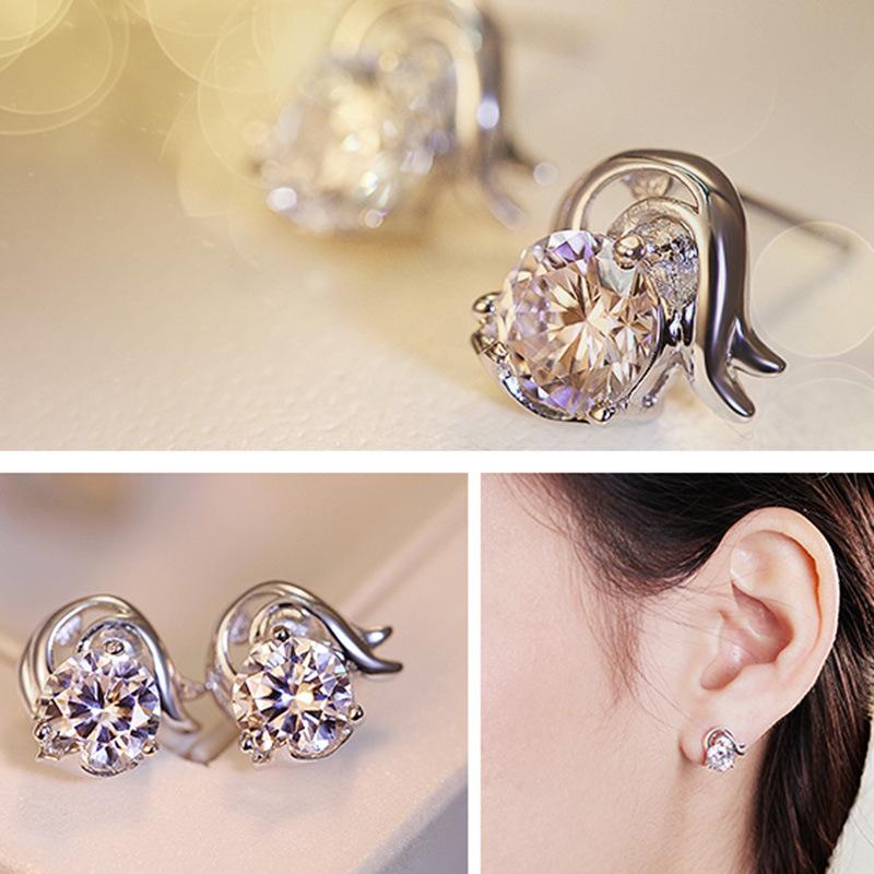 Милые темпераментные женские модные ретро-серьги-гвоздики с цирконами