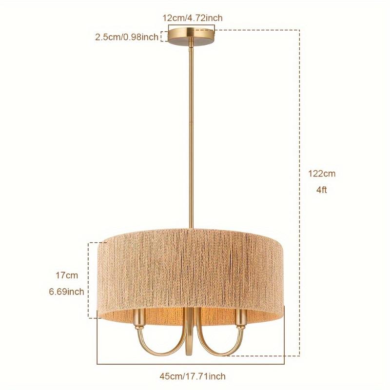 Подвесной светильник из бумажной веревки, простой круглый подвесной светильник для гостиной