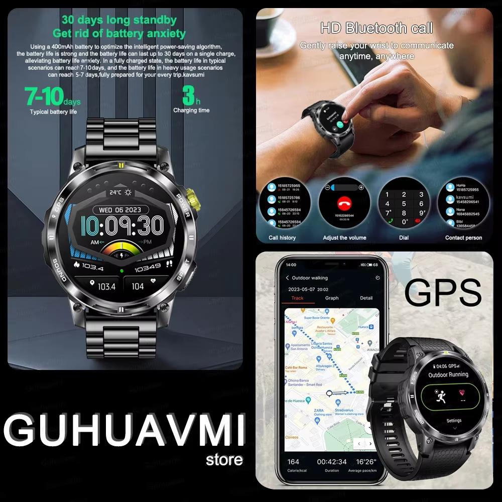 2025 Новые умные часы с GPS для женщин, AMOLED, полностью сенсорный экран, компас, спорт, фитнес, пульс, кровяное давление, Bluetooth-звонки, умные часы