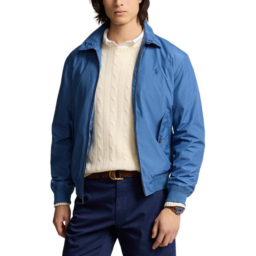 Polo Ralph Lauren Solid Color Polo Collar Logo Embroidered Zip Long Sleeve Jacket Men Jackets Blue MNPOOTW16021331-400