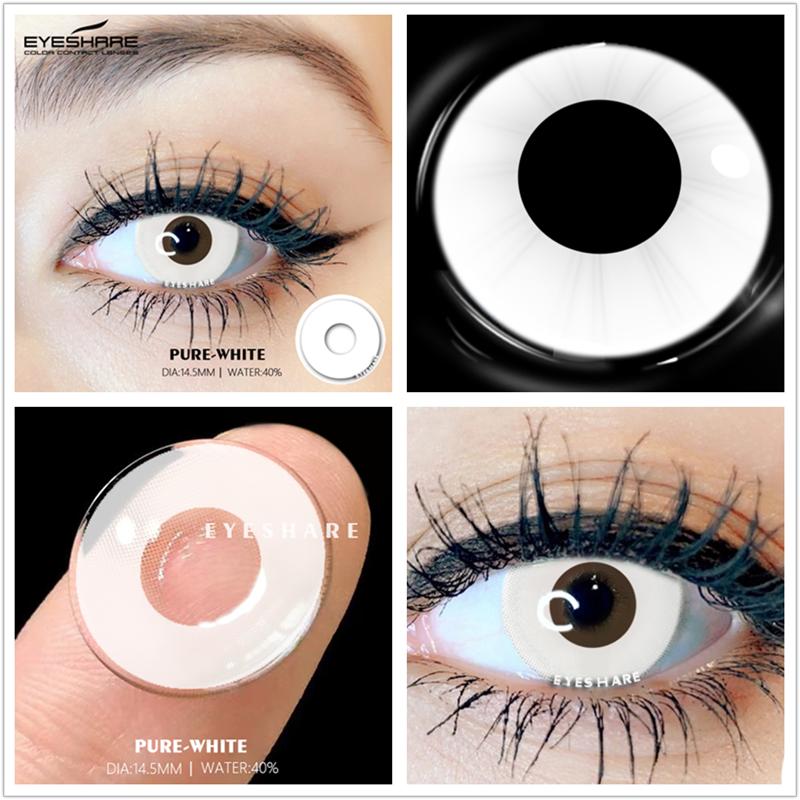Eyeshare 1Pair Color Contact Lenses for Eyes Multicolored Lenses Anime Cosplay Eye Contacts Halloween White Black Lenses Yearly