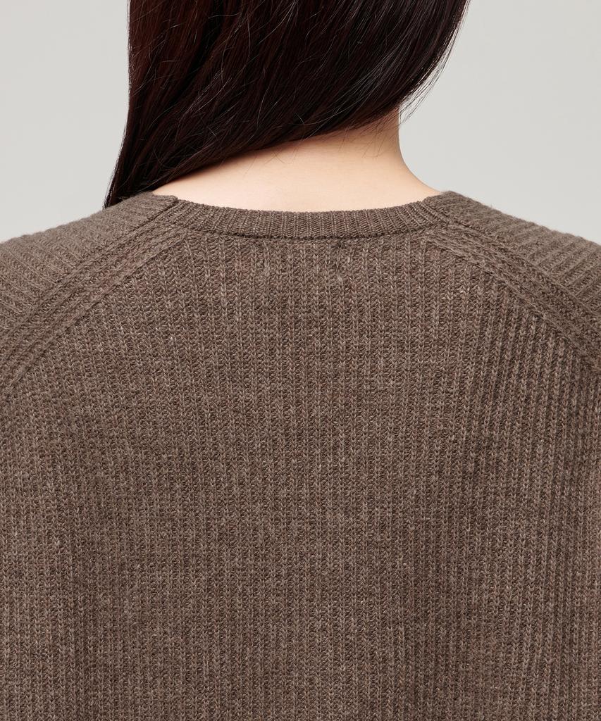 MUSINSA STANDARD WOMAN Women'S Lambswool Ribbed V-Neck Knit [Heather Brown]