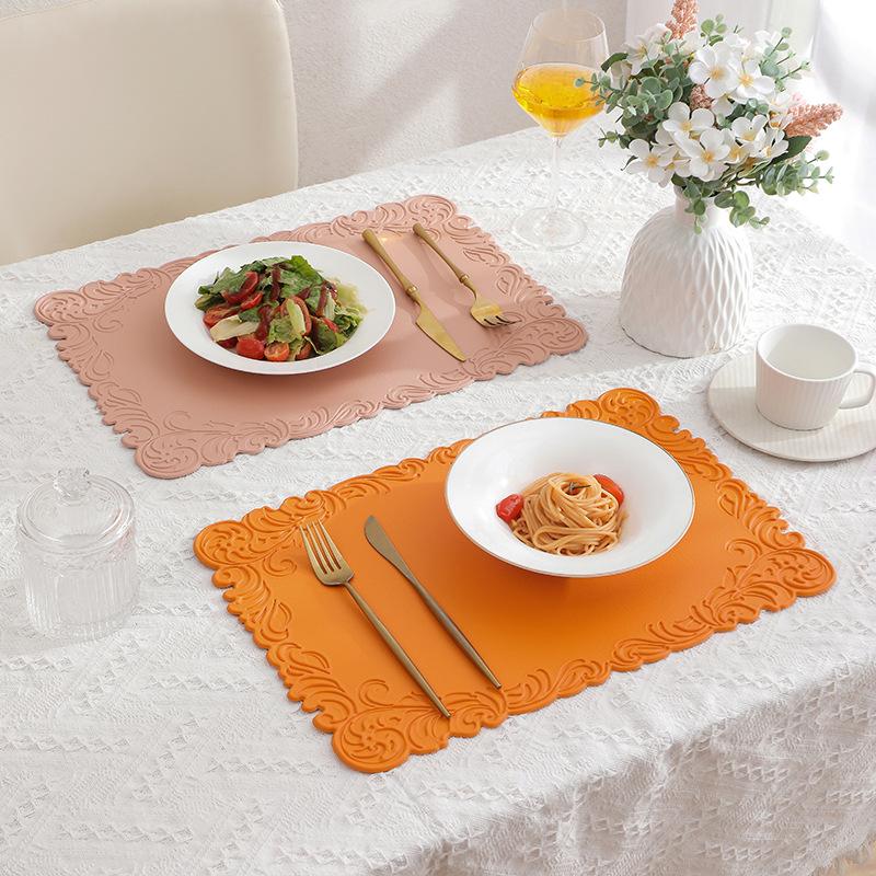 1/4/6PCS Square Placemats Shaped Faux Leather Table Mats Pad Kitchen Accessories Outdoor Indoor Christmas Place Mats Pad Orange