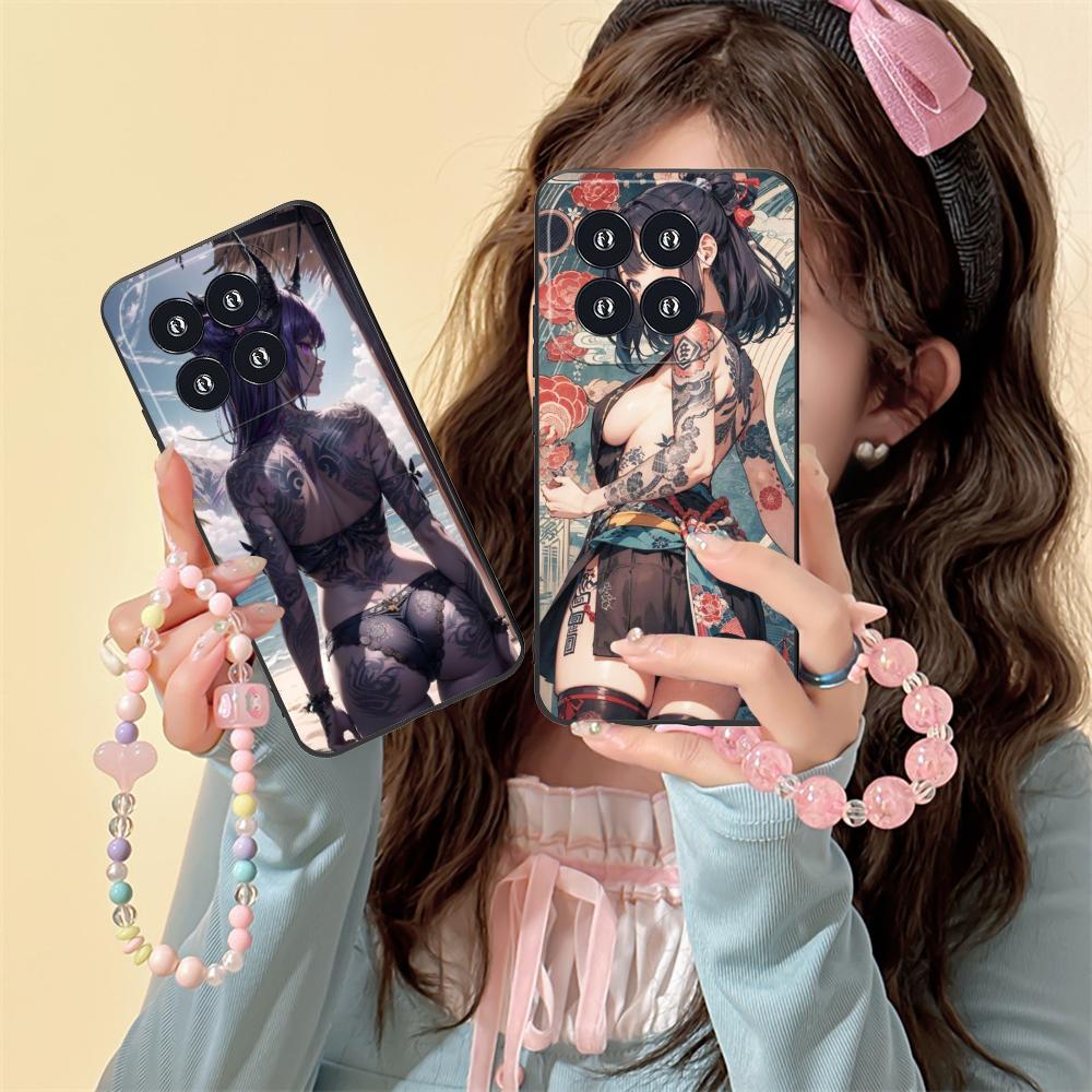 Fashion Tattoo Girl Mobile Phone Case for Xiaomi 15 14 13 12 Mi 11 T Ultra Lite Pro S X 5G Colorful Printing Cover Cover Pretty