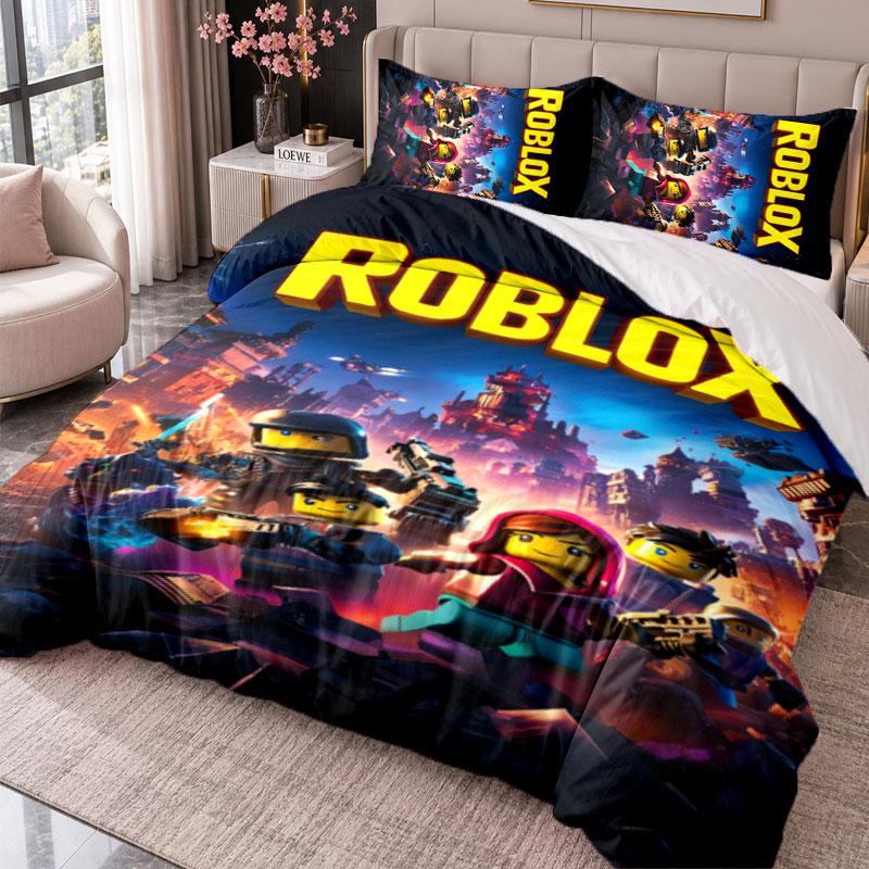 Roblox 3Pcs Bedding Set Duvet Cover With Two Pillowcases For Bedroom Home Decoration