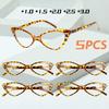 5PCS Fashion Cat Eyes Reading Glasses Ultralight Small Frame Clear Lens Presbyopic Eyeglasses For Women Men With +1.0 To +3.0