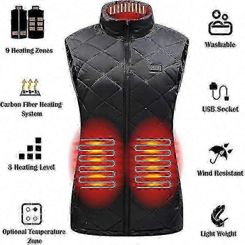 Heated Vest for Women, Electrically Heated Vest with Warming Function (9 Heating Zones)