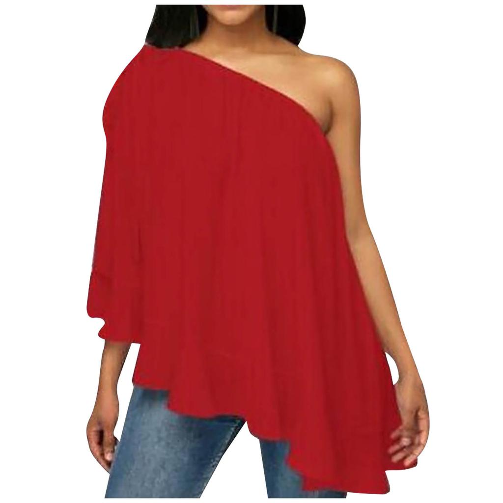 Women Fashion Chiffon Off Shoulder T-Shirt Sleeveless Casual Tops Blouse