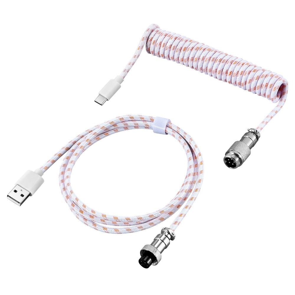 USB-порт Механическая клавиатура Спиральный кабель USB-A на Type-C Спиральный дизайн Механическая клавиатура USB-кабель Type-C