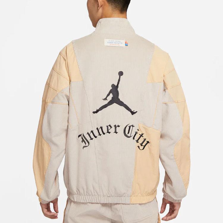 Jordan Мужская куртка с воротником-стойкой X HTG и логотипом кремового цвета DJ7976-236