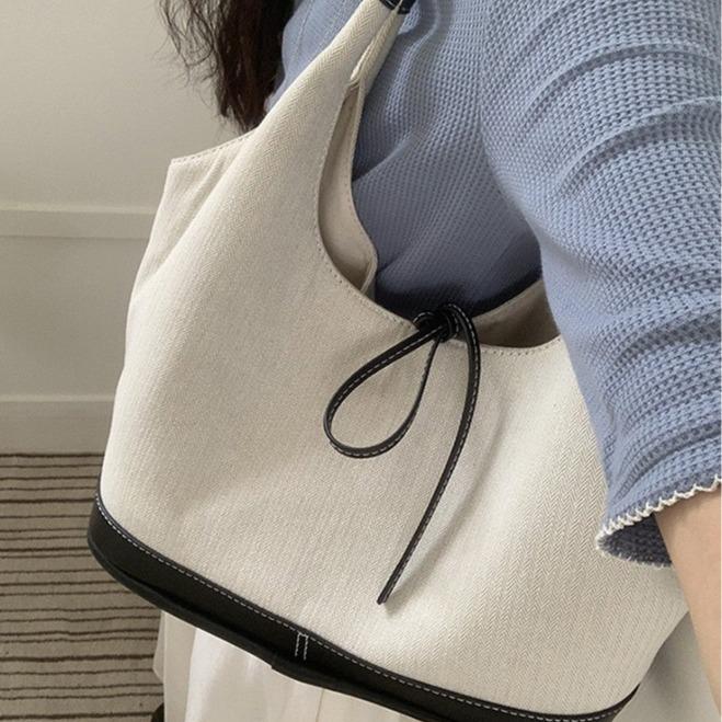 Корейский шик холщовая сумка-тоут: 2025 Новая модная универсальная женская сумка через плечо