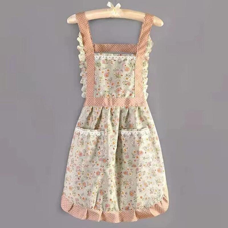 1Pc Cute Canvas Home Apron For Women'S Kitchen Cooking, Breathable, Anti Fouling, Wear Resistant, Cleaning, New Canvas Apron