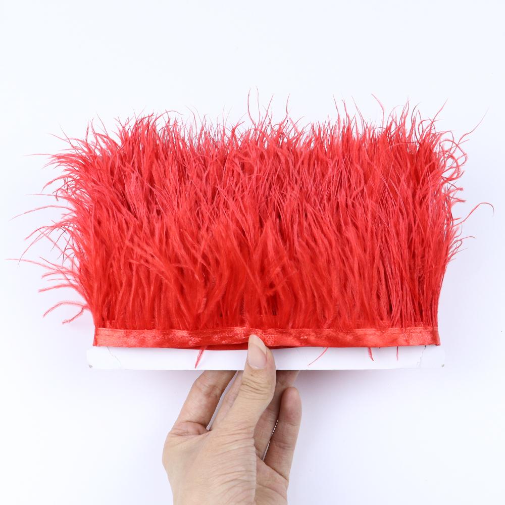Dyed Ostrich Feather Trim Ribbon Fringe 6-8Cm Wedding Decoration Fluffy Feathers Dress Sewing Clothing 1/5/10Meter Plume Decor