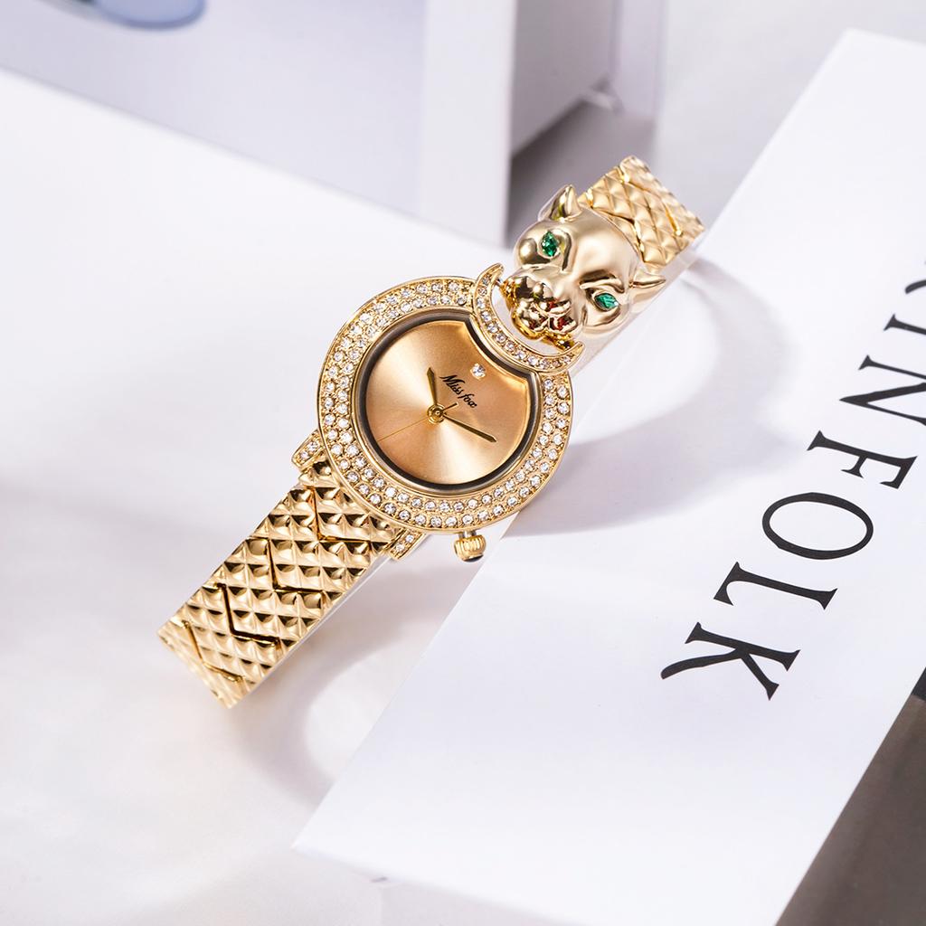 Часы MISSFOX для женщин, роскошные, с бриллиантами, водонепроницаемые, женские, кварцевые, уникальные, с леопардовым принтом, из нержавеющей стали, женские наручные часы
