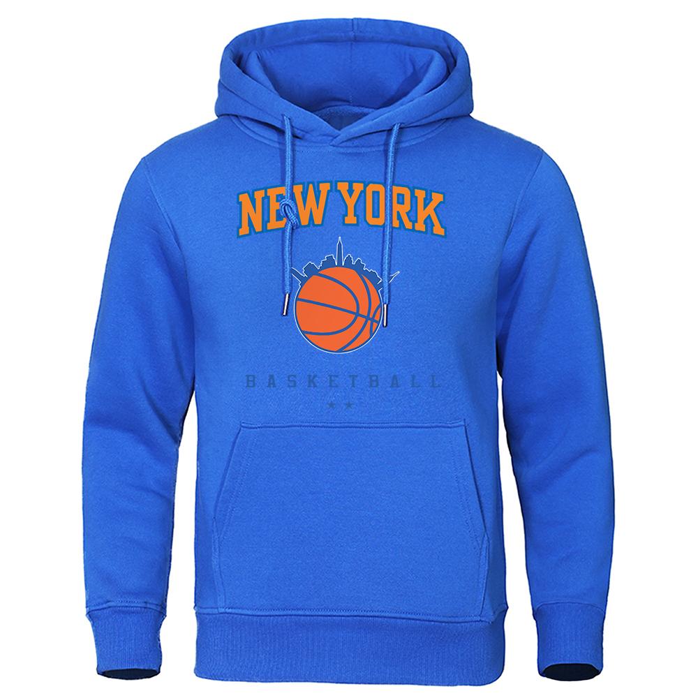 Newyork Basketball Город, укоренившийся в баскетболе Мужская одежда Толстовка с капюшоном Мультфильмы Флис Осенняя толстовка с круглым вырезом Толстовка