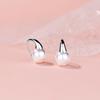 French U-shaped Imitation Pearl Stud Earrings Women's Retro Light Luxury Temperament Geometric Lines Metal Ear Hook Earrings
