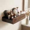 Mid-Century Modern Wall Mounted Organizer Walnut Finish Bathroom Storage Rack  Vanity