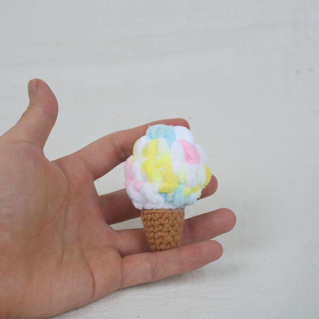 Cute Ice Cream Pompon Keychain Bag Charm for Kids