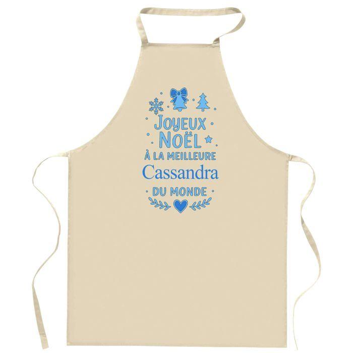 Tablier de cuisine - Planetee Joyeux Noël « À la meilleure Cassandra » - Coton - Imprimé en France - Liens ajustables