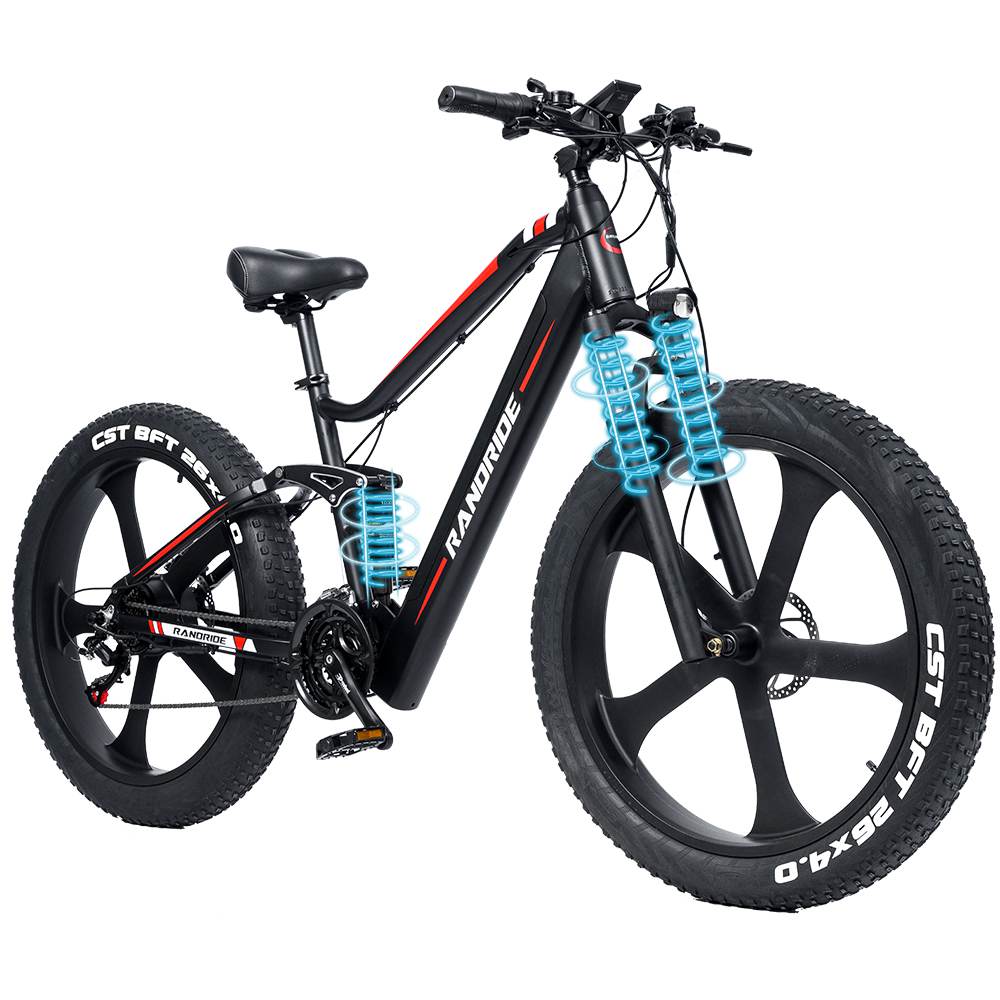 RANDRIDE YX90M 26" Fat Tire E-Bike 1000W 48V13.6Ah, 45km/h Max, 40km Electric / 100km PAS, Hydraulic Brakes