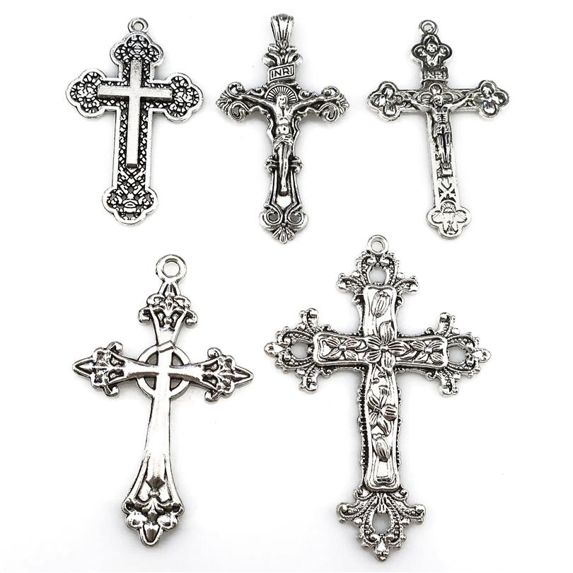 102030Pcslot Metal Silver Color Cross Charms For Jewelry Making Supplies Christ Accessories Handmade Womenmen Pendant Charm
