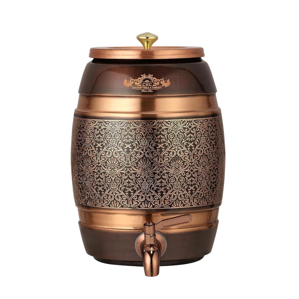 Pure Copper Dispenser 5 Litres Antique Itched Design